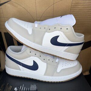 NEW Nike Air Jordan 1 Low White Midnight Navy 553558-146 Men's Size 8